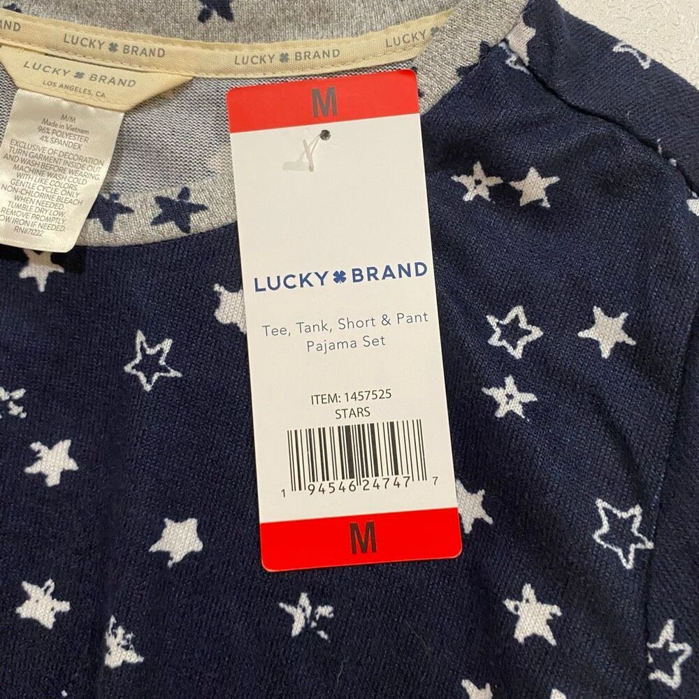 Lucky Brand Star Print Pajama Sleep Tee Top Size Medium NWT Soft Lounge - Picture 7 of 7
